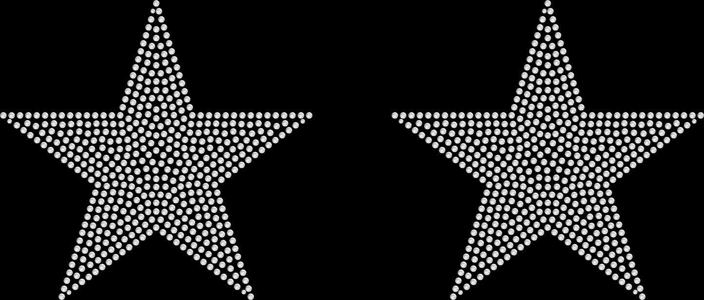 Set of 2 Stars 5" Inches Rhinestone Transfer Hotfix DIY Bling Iron On Applique Custom Choose Colors
