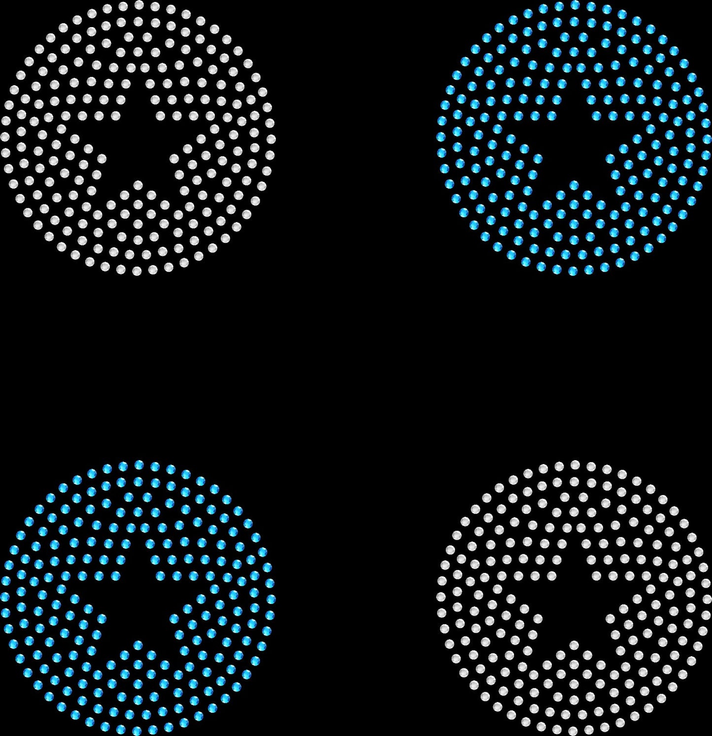 Sheet of 4 Circle Star 2.2" Inches Rhinestone Transfer Hotfix DIY Bling Iron On Applique Custom Choose 2 Colors