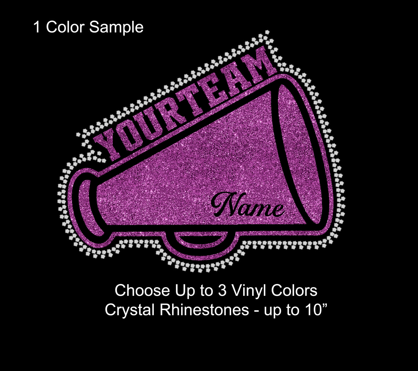 Your Team Name Custom Personalized Rhinestone Hotfix Glitter Foil DIY Bling Iron On Applique Choose Colors Cheer Cheerleader School Transfer