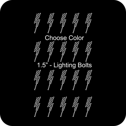 Set of 20 Small Lighting Bolts Rhinestone Transfer Hotfix DIY Bling Iron On Applique Custom Choose Colors Size 0.8" x 1.5"