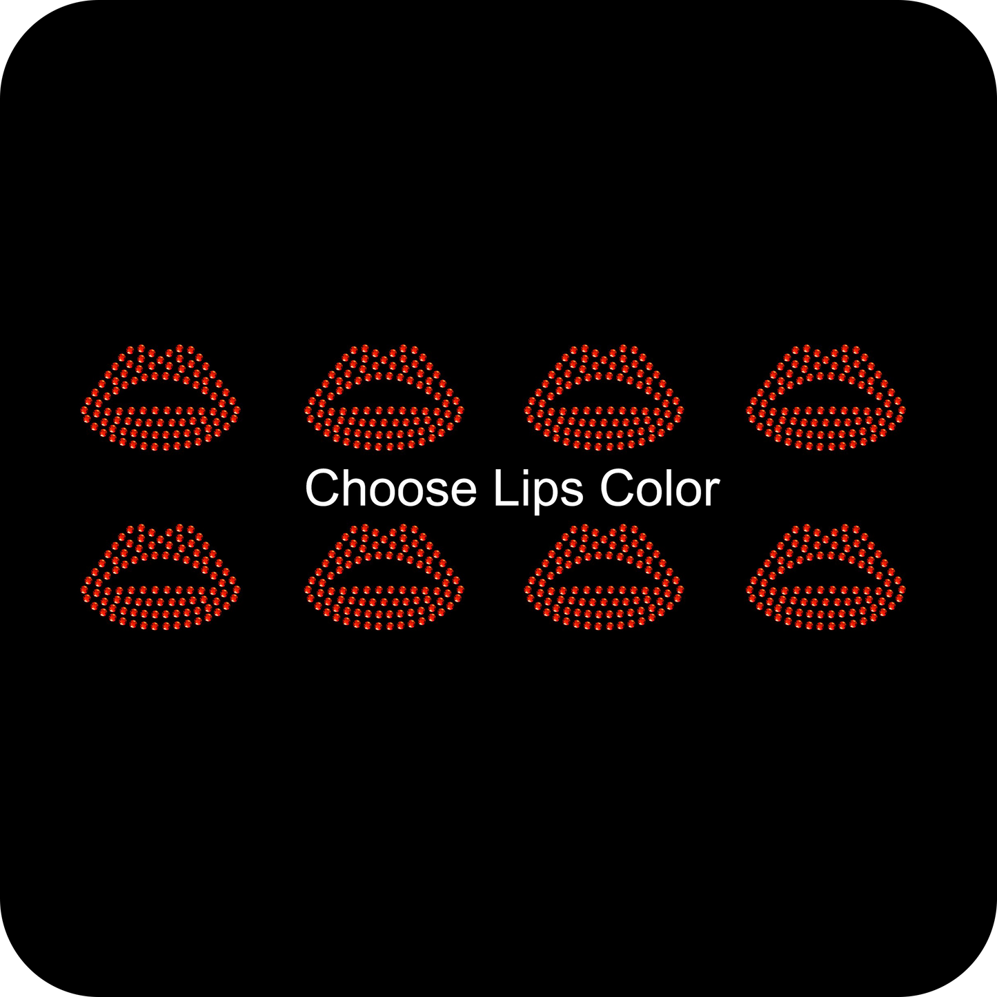 Set of 8 Lips Rhinestone Transfer Hotfix DIY Bling Iron On Applique Custom Choose Colors Size 1.5" x 1"