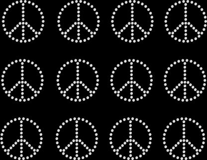 Set of 12 Peace Paz Symbol Rhinestone Transfer Hotfix DIY Bling Iron On Applique Custom Choose Colors Size 1.7" x 1.7"