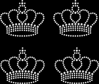 Set of 4 Crown Queen Tiara Rhinestone Transfer Hotfix DIY Bling Iron On Applique Custom Choose Colors Size 2.2" x 1.8"