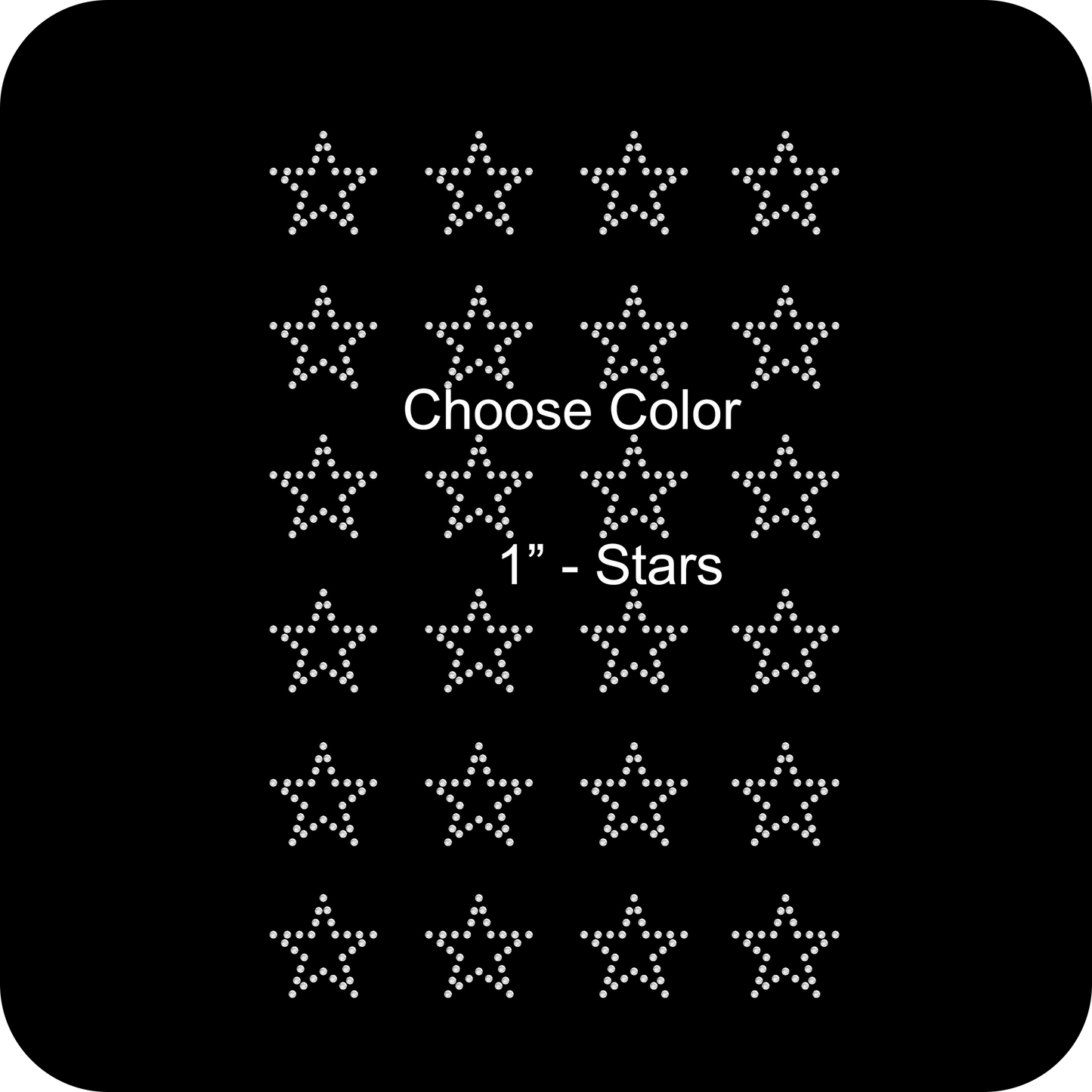 Set of 24 Outline Stars Estrella Rhinestone Transfer Hotfix DIY Bling Iron On Applique Custom Choose Colors Size 1 Inch 1"