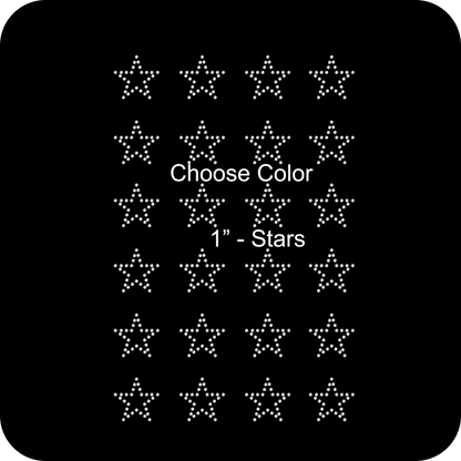 Set of 24 Outline Stars Estrella Rhinestone Transfer Hotfix DIY Bling Iron On Applique Custom Choose Colors Size 1 Inch 1"