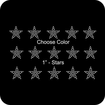 Set of 15 Filled Stars Estrella Rhinestone Transfer Hotfix DIY Bling Iron On Applique Custom Choose Colors Size 1 Inch 1"