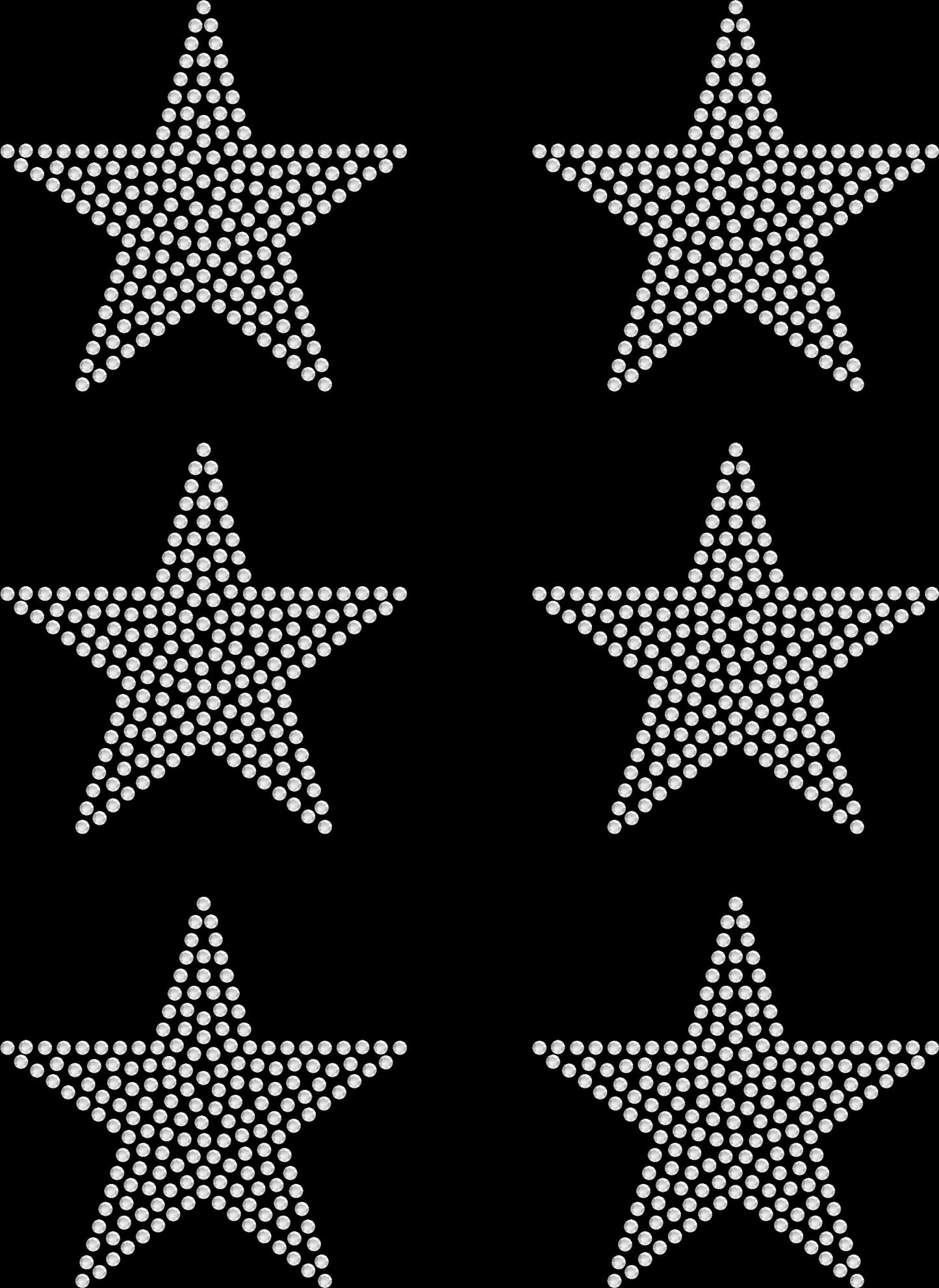 Set of 6 Stars 3" Inches Rhinestone Transfer Hotfix DIY Bling Iron On Applique Custom Choose Colors