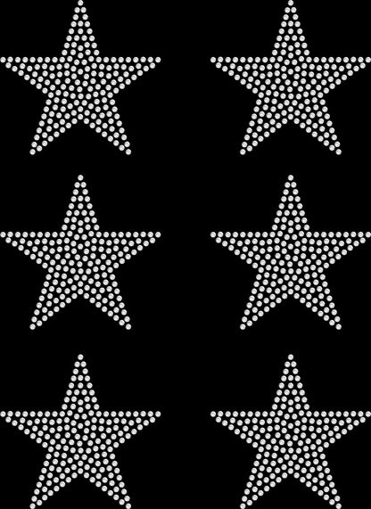 Set of 6 Stars 3" Inches Rhinestone Transfer Hotfix DIY Bling Iron On Applique Custom Choose Colors