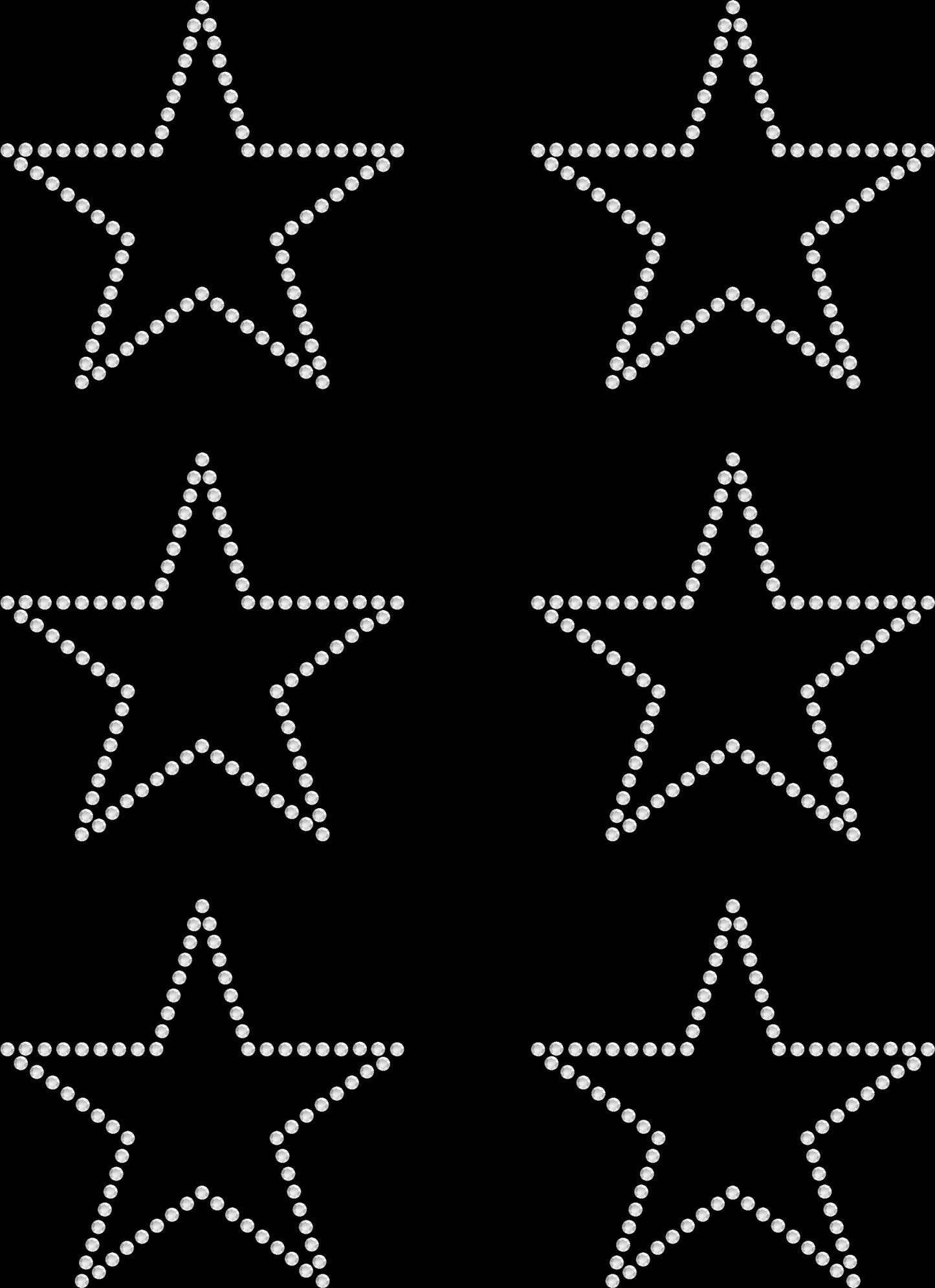 Set of 6 Stars Outline 3" Inches Rhinestone Transfer Hotfix DIY Bling Iron On Applique Custom Choose Colors