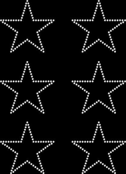 Set of 6 Stars Outline 3" Inches Rhinestone Transfer Hotfix DIY Bling Iron On Applique Custom Choose Colors