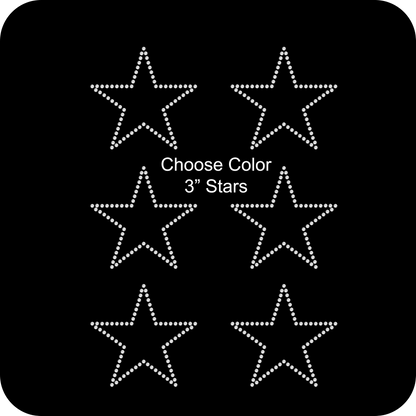 Set of 12 Stars Outline 2" Inches Rhinestone Transfer Hotfix DIY Bling Iron On Applique Custom Choose Colors