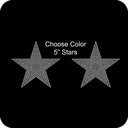 Set of 2 Stars 5" Inches Rhinestone Transfer Hotfix DIY Bling Iron On Applique Custom Choose Colors