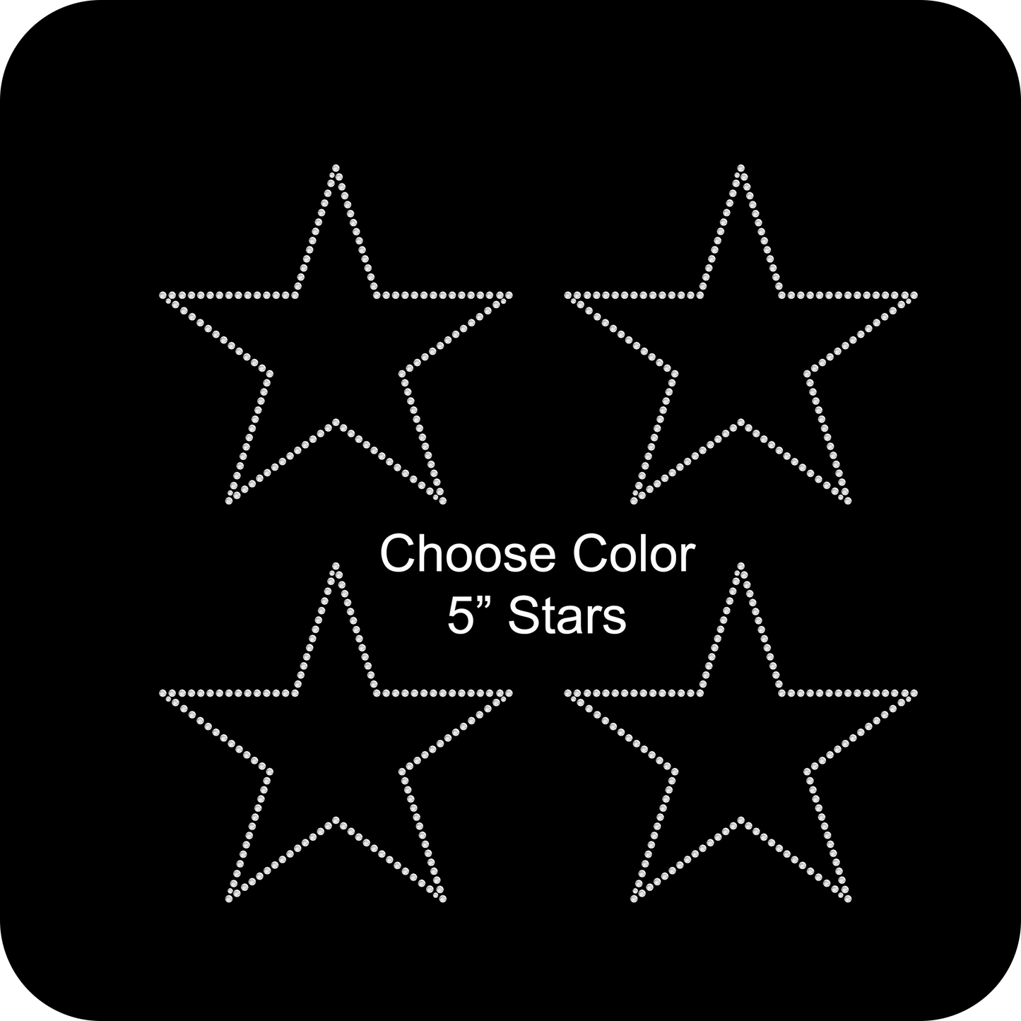 Set of 5 Stars Outline 5" Inches Rhinestone Transfer Hotfix DIY Bling Iron On Applique Custom Choose Colors