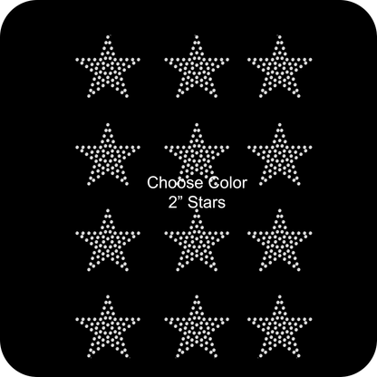 Set of 12 Stars 2" Inches Rhinestone Transfer Hotfix DIY Bling Iron On Applique Custom Choose Colors