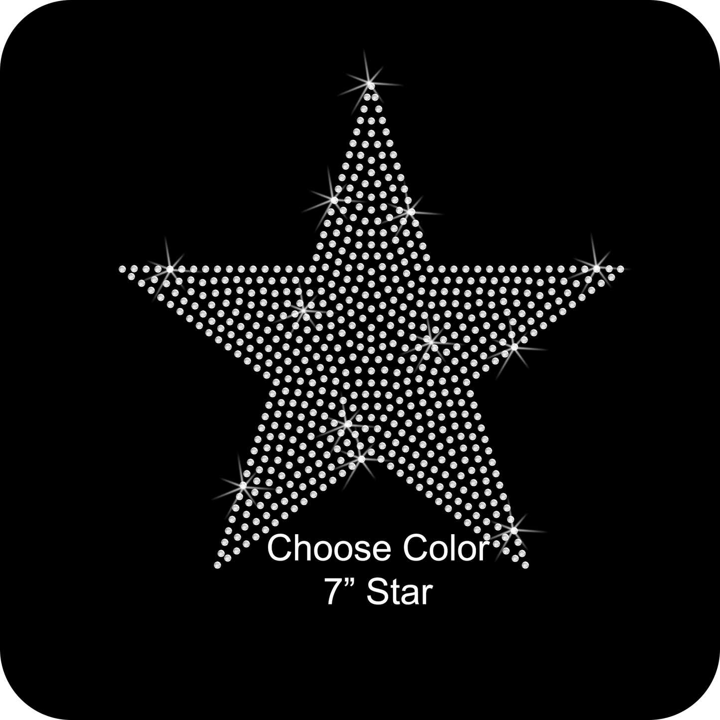 Star Rhinestone Transfer Hotfix DIY Bling Iron On Applique Custom Choose Colors Big Size 7.5"