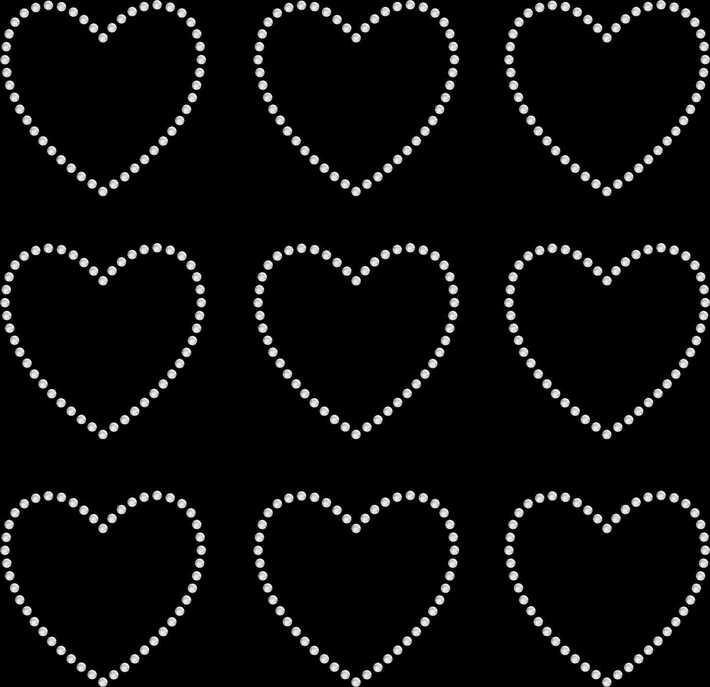 Set of 9 Hearts Outline 2.3" Inches Rhinestone Transfer Hotfix DIY Bling Iron On Applique Custom Choose Colors