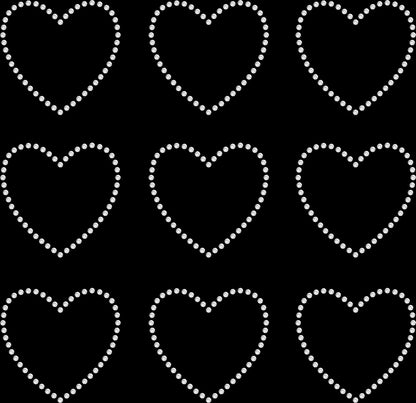 Set of 9 Hearts Outline 2.3" Inches Rhinestone Transfer Hotfix DIY Bling Iron On Applique Custom Choose Colors