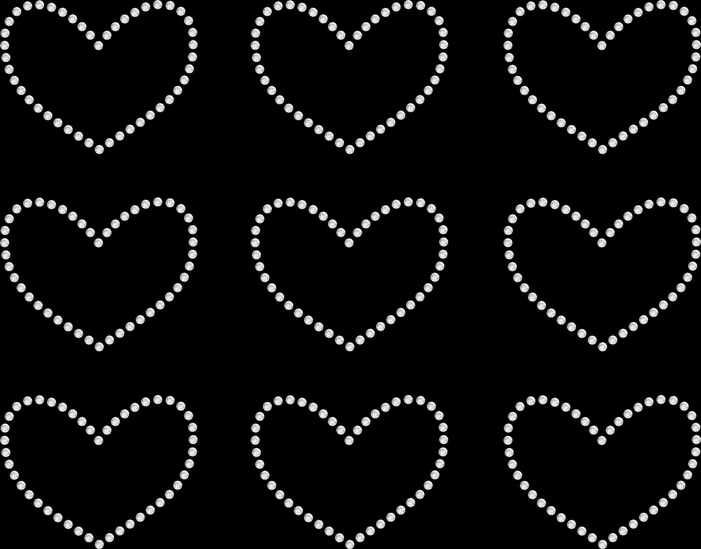 Set of 9 Hearts Outline Rhinestone Transfer Hotfix DIY Bling Iron On Applique Custom Choose Colors 2.3" Inches