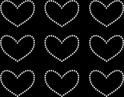 Set of 9 Hearts Outline Rhinestone Transfer Hotfix DIY Bling Iron On Applique Custom Choose Colors 2.3" Inches