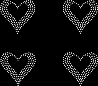 Set of 4 Filled Shaped Hearts Rhinestone Transfer Hotfix DIY Bling Iron On Applique Custom Choose Colors Size 2.3"