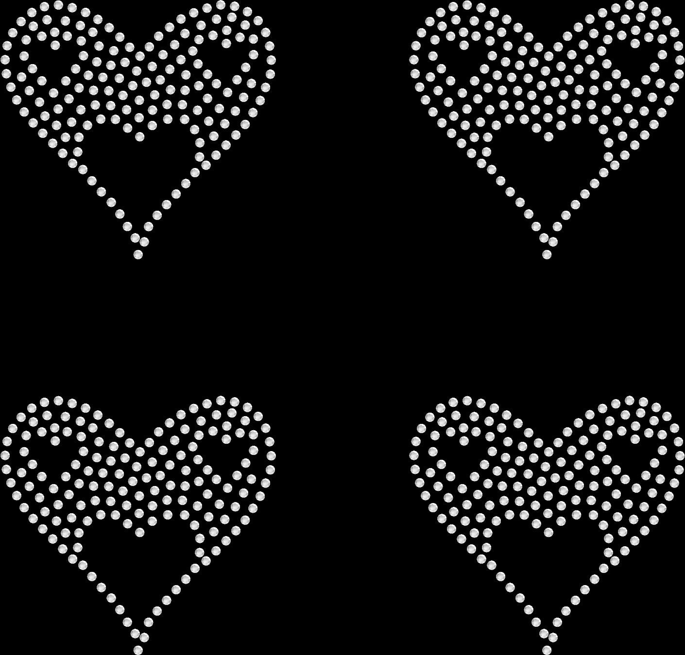 Set of 4 Filled Shaped Inside Hearts Rhinestone Transfer Hotfix DIY Bling Iron On Applique Custom Choose Colors Size 2.3"