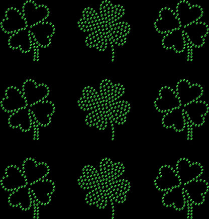 Set of 9 Irish 2" Inches Green Shamrock St. Patrick Love Clover Rhinestone Transfer Hotfix DIY Bling Iron On Applique Custom Choose Color