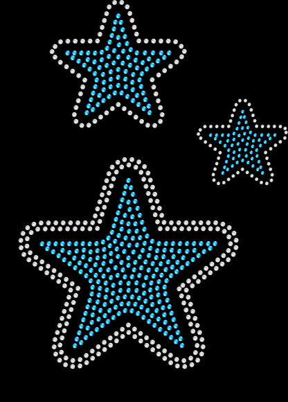 Set of 3 Mixed Size Stars 2" 3" 5" Inches Rhinestone Transfer Hotfix DIY Bling Iron On Applique Custom Choose Inside Color