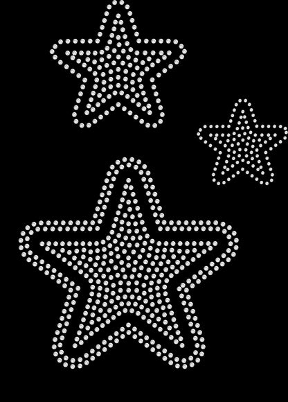 Set of 3 Mixed Size Stars 2" 3" 5" Inches Rhinestone Transfer Hotfix DIY Bling Iron On Applique Custom Choose Inside Color