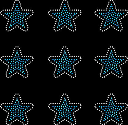 Set of 9 Size Stars 2" Inches Rhinestone Transfer Hotfix DIY Bling Iron On Applique Custom Choose Inside Color