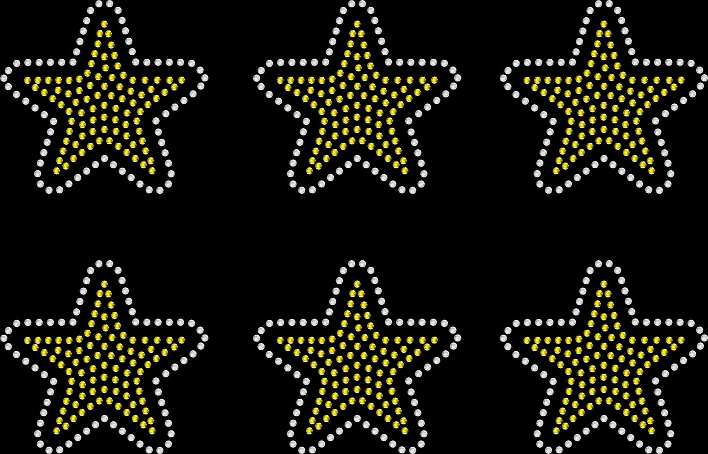 Set of 6 Size Stars 3" Inches Rhinestone Transfer Hotfix DIY Bling Iron On Applique Custom Choose Inside Color