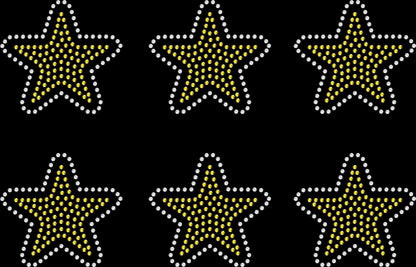 Set of 6 Size Stars 3" Inches Rhinestone Transfer Hotfix DIY Bling Iron On Applique Custom Choose Inside Color