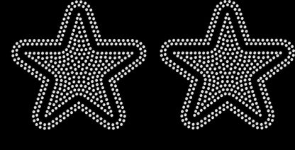 Set of 2 Rounded Corner Stars 5" Inches Rhinestone Transfer Hotfix DIY Bling Iron On Applique Custom Choose Inside Color