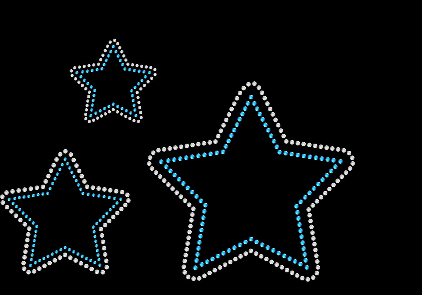 Set of 3 Mixed Size Stars 2" 3" 5" Inches Rhinestone Transfer Hotfix DIY Bling Iron On Applique Custom Choose Color