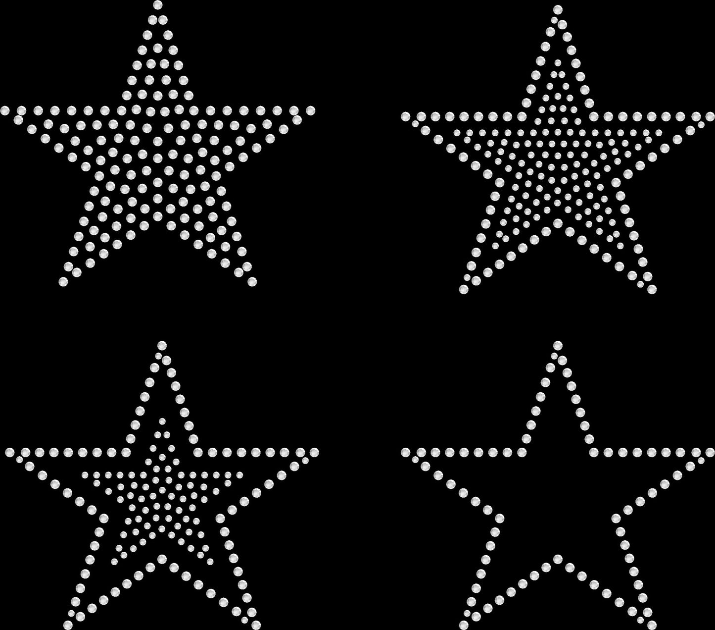 Set of 4 Mixed Style Stars 3.5" Inches Rhinestone Transfer Hotfix DIY Bling Iron On Applique Custom Choose Color