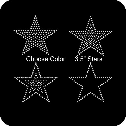 Set of 4 Mixed Style Stars 3.5" Inches Rhinestone Transfer Hotfix DIY Bling Iron On Applique Custom Choose Color