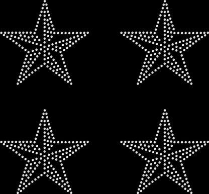 Set of 4 Nautical Stars 3.5" Inches Rhinestone Transfer Hotfix DIY Bling Iron On Applique Custom Choose Inside Color