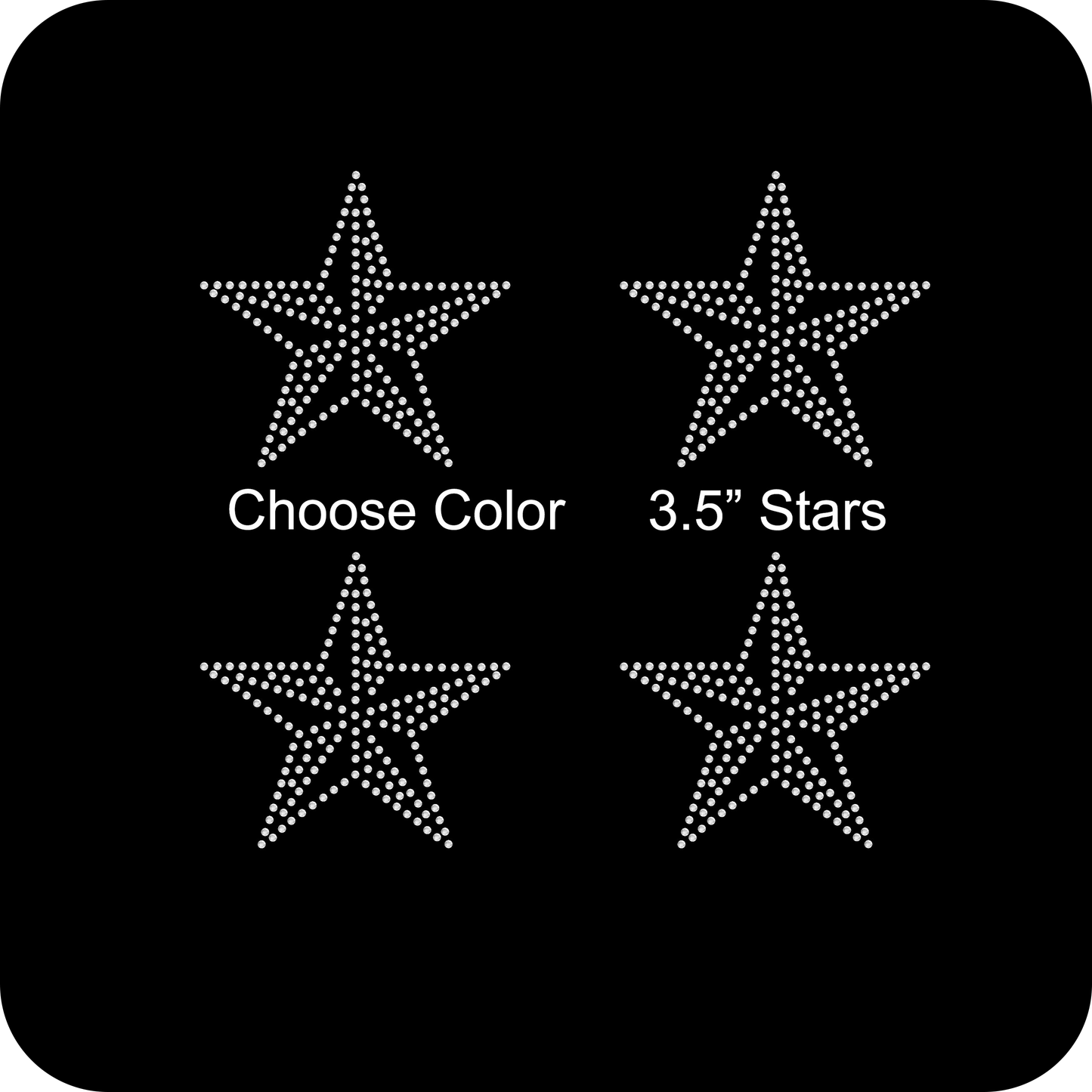 Set of 4 Nautical Stars 3.5" Inches Rhinestone Transfer Hotfix DIY Bling Iron On Applique Custom Choose Inside Color