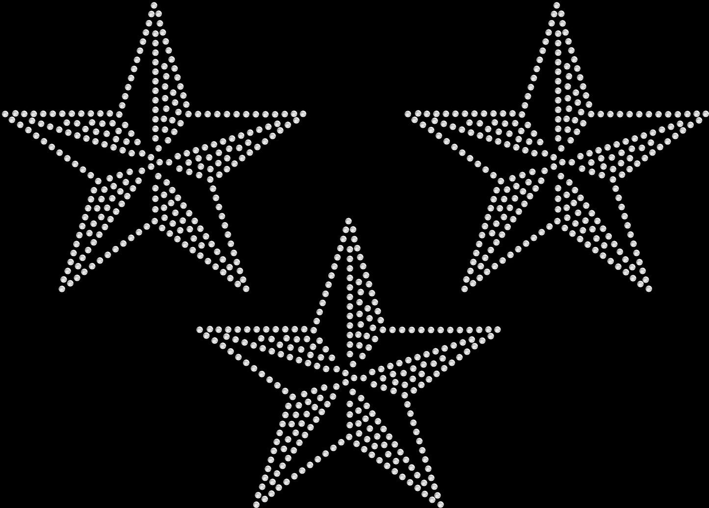 Set of 3 Nautical Stars 5" Inches Rhinestone Transfer Hotfix DIY Bling Iron On Applique Custom Choose Inside Color