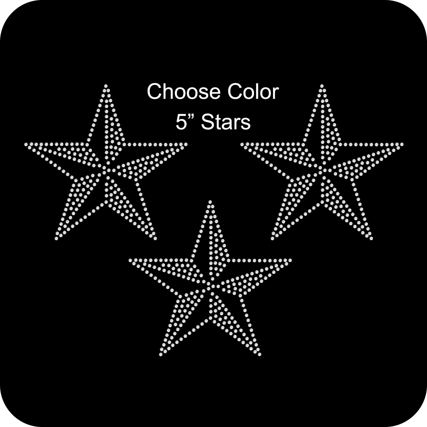 Set of 3 Nautical Stars 5" Inches Rhinestone Transfer Hotfix DIY Bling Iron On Applique Custom Choose Inside Color