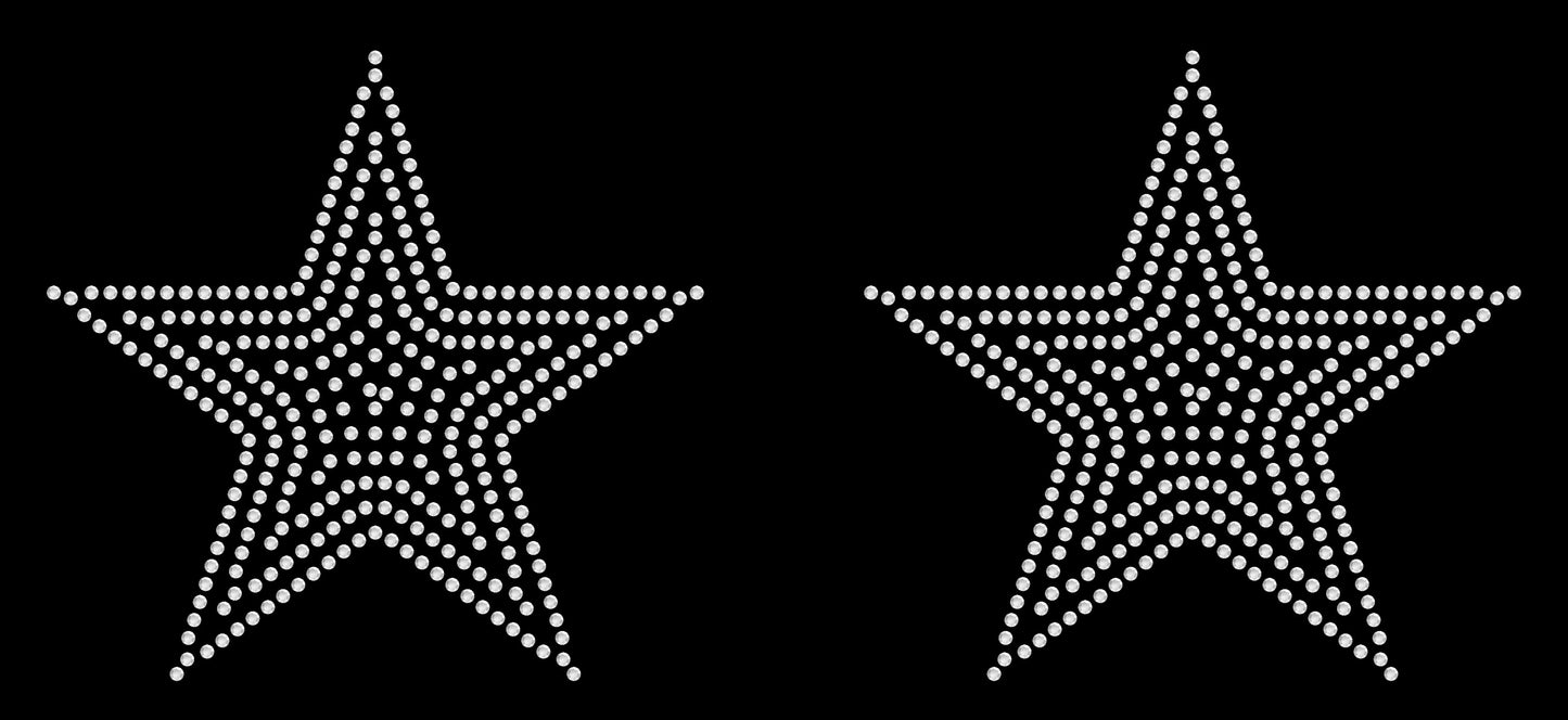 Set of 2 Outline Stars 5.7" Inches Rhinestone Transfer Hotfix DIY Bling Iron On Applique Custom Choose Color