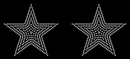 Set of 2 Outline Stars 5.7" Inches Rhinestone Transfer Hotfix DIY Bling Iron On Applique Custom Choose Color