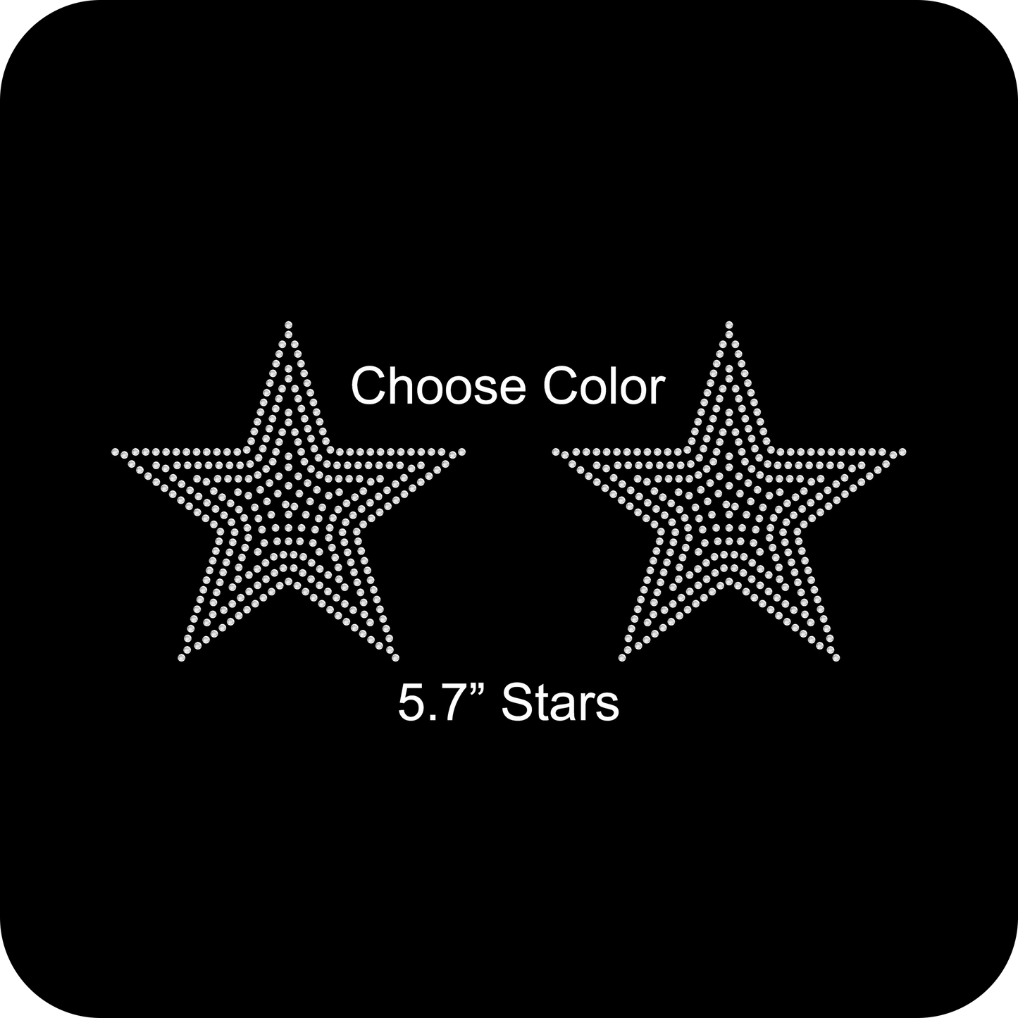 Set of 2 Outline Stars 5.7" Inches Rhinestone Transfer Hotfix DIY Bling Iron On Applique Custom Choose Color