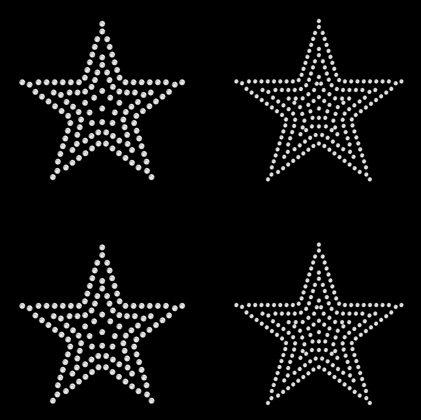 Set of 4 Outline Stars 3.7" Assorted Stones SS6 SS10 Inches Rhinestone Transfer Hotfix DIY Bling Iron On Applique Custom Choose Color