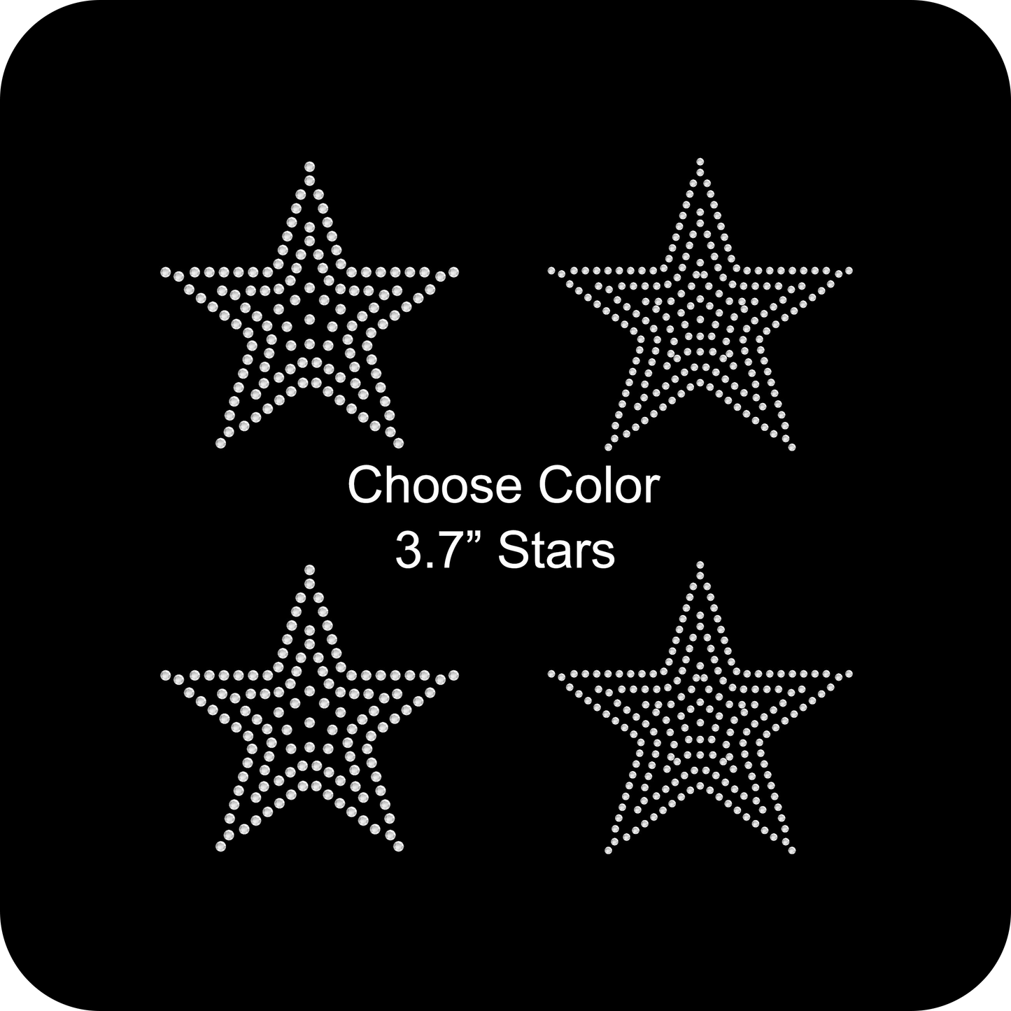 Set of 4 Outline Stars 3.7" Assorted Stones SS6 SS10 Inches Rhinestone Transfer Hotfix DIY Bling Iron On Applique Custom Choose Color