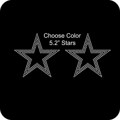 Set of 2 Triple Outline Stars 5.2" Inches Rhinestone Transfer Hotfix DIY Bling Iron On Applique Custom Choose Color