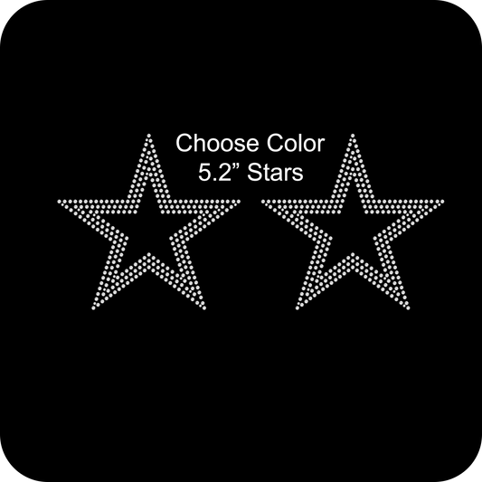 Set of 2 Triple Outline Stars 5.2" Inches Rhinestone Transfer Hotfix DIY Bling Iron On Applique Custom Choose Color