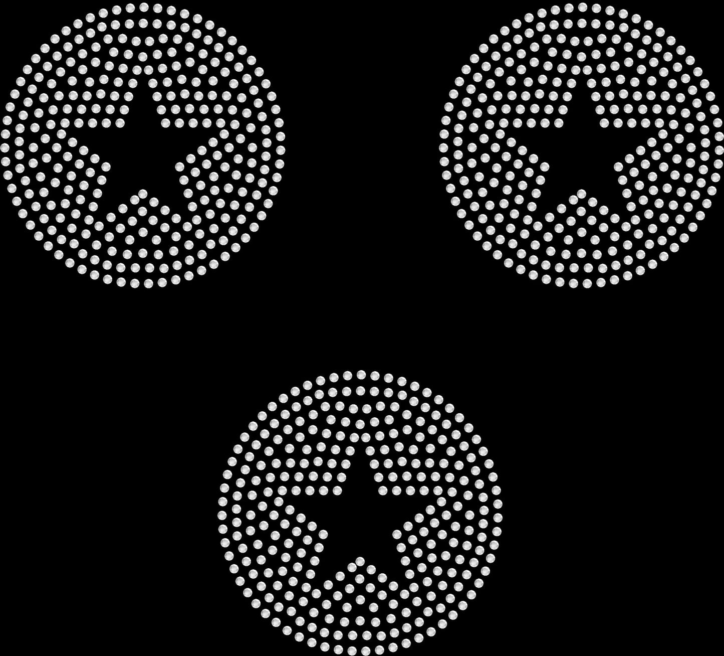 Sheet of 3 Circle Star 3.2" Inches Rhinestone Transfer Hotfix DIY Bling Iron On Applique Custom Choose 2 Colors