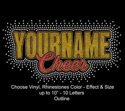 Your Team Custom Personalized Rhinestone Hotfix Glitter Foil Transfer DIY Bling Iron On Applique Choose Two Colors Cheer Cheerleader School