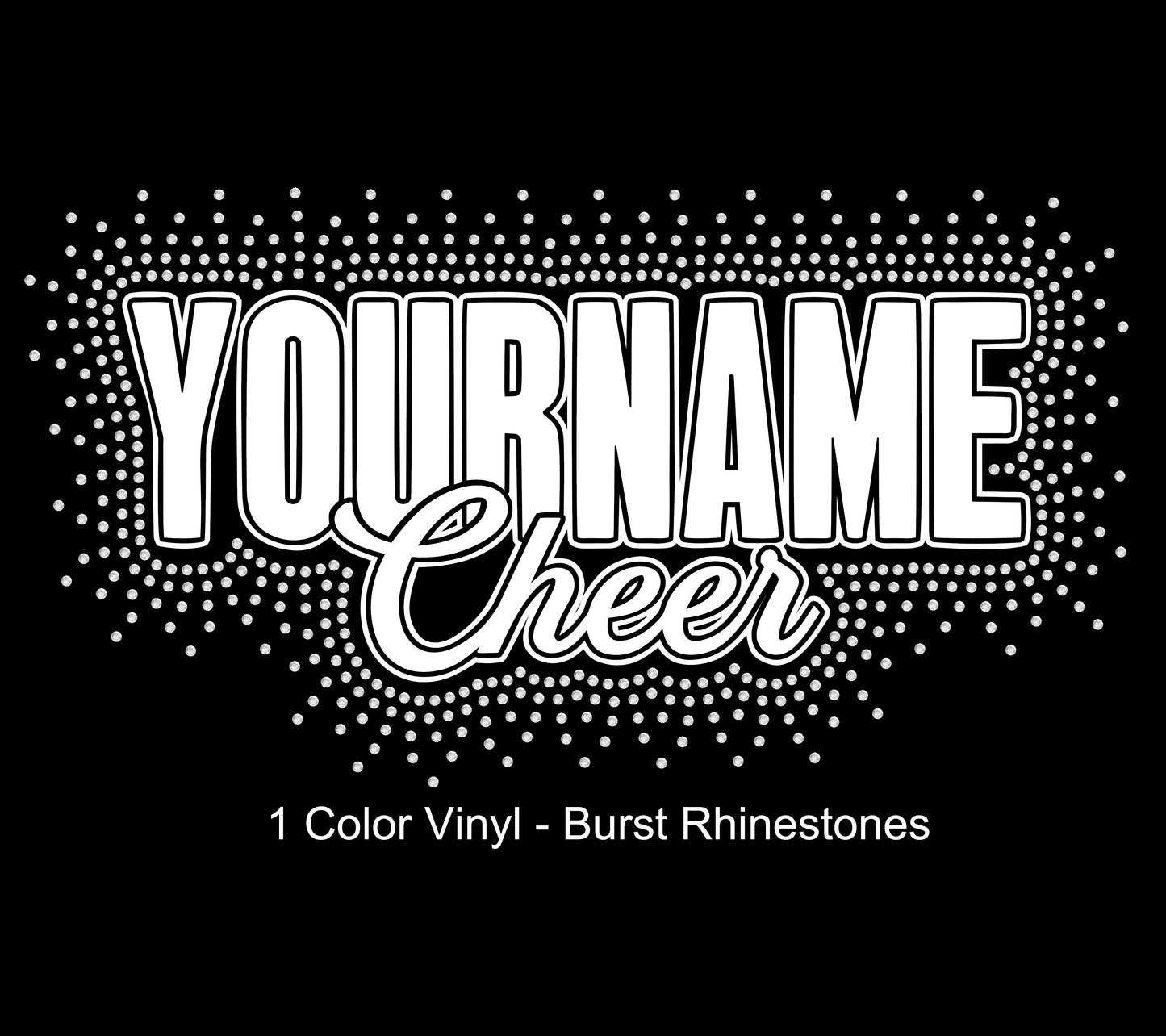 Your Team Custom Personalized Rhinestone Hotfix Glitter Foil Transfer DIY Bling Iron On Applique Choose Two Colors Cheer Cheerleader School