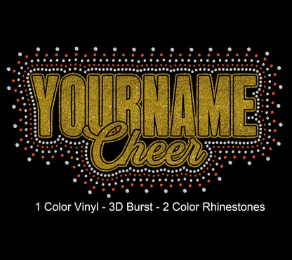 Your Team Custom Personalized Rhinestone Hotfix Glitter Foil Transfer DIY Bling Iron On Applique Choose Two Colors Cheer Cheerleader School